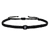 Adjustable Handmade Woven Waxed Cord Braided Bracelets with Acrylic Letter Beads OI4298-2-1