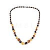 Natural Amber Nuggets and Rice Graduated Beaded Necklaces NJEW-T019-07-2