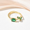 Flower Brass Glass Adjustable Finger Rings GL-CBA18A7-01G-02-2