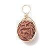 Natural Rudraksha Copper Wire Wrapped Pendants PALLOY-JF02066-02-2