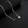 304 Stainless Steel Love Disc Coin Pendant Necklaces with OT Clasps for Women Men WG7163D-02-3