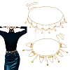 2Pcs 2 Styles Retro Alloy Chain Coin Tassel Waist Belly Chains for Women AJEW-HS0001-50-1