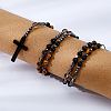 Natural Tiger Eye & Obsidian & Synthetic Hematite & Glass Round Rosary Bead Necklaces NJEW-DC00011-4