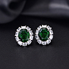 Brass Micro Pave Cubic Zirconia Oval Stud Earrings for Women LC6425-1-1