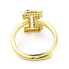 Mixed Color Enamel Initial Letter Adjustable Ring with Clear Cubic Zirconia RJEW-P045-01G-I-3