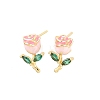 Valentine's Day Flower Brass Micro Pave Clear Cubic Zirconia Stud Earrings EJEW-T051-01G-2