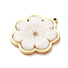 Carved Natural White Shell 304 Stainless Steel Pendants SH-K002-01B-G-2