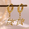 Brass Micro Pave Cubic Zirconia Dangle Hoop Earrings for Women KK-CBADCD7-02G-1