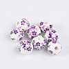 Floral Printed Porcelain Beads CF187Y-1
