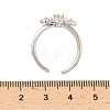 Flower Brass Micro Pave Cubic Zirconia Cuff Rings for Women RJEW-A069-01B-P-5