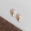 Brass Two Tone Teardrop Dangle Stud Earrings FS-WG19080-01-5