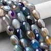 Natural Banded Agate (Dyed & Heated) Beads Strands G-M446-D01-01E-1