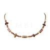 Natural Tiger Eye Chip & Round Persian Jade & Column Rhodonite Beaded Necklaces for Women NJEW-JN05633-2