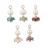 Natural Green Aventurine & Garne & Amethyst & Rose Quartz & Apatite Faceted Round & Potato Pearl Pendants PALLOY-JF04750-03-1