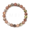 8.5MM Frosted Natural Mixed Gemstone Beaded Stretch Bracelets BJEW-JB14456-3