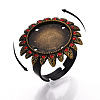Adjustable Flower Alloy & Iron Rhinestone Bezel Cup Ring Base with Rotatable Tray MAK-T012-09AB-4