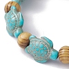 Beach Turtle Dyed Synthetic Turquoise Stretch Bracelets BJEW-JB10291-02-3