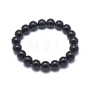 Synthetic Black Stone Bead Stretch Bracelets X-BJEW-K212-A-032-2