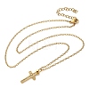 304 Stainless Steel Crystal Rhinestone Cross Pendant Necklaces NJEW-S442-08G-4