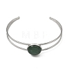 Non-Tarnish 304 Stainless Steel & Natural Gemstone Cuff Bracelets for Women BJEW-JB14123-01-3