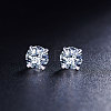 SHEGRACE Rhodium Plated 925 Sterling Silver Four Pronged Ear Studs JE420A-03-2