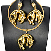 Brass Stud Earrings & Pendant Necklaces Sets for Women FS-WGDC970-01-2