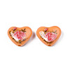 Flower Printed Opaque Acrylic Heart Beads SACR-S305-28-J04-2