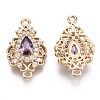 Brass Micro Pave Cubic Zirconia Links Connectors X-KK-R111-011-A03-2