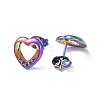 Ion Plating(IP) 304 Stainless Steel Hollow Out Heart Stud Earring Finding EJEW-I285-08MC-2