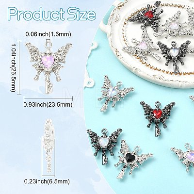12Pcs 6 Colors Alloy Micro Pave Cubic Zirconia Pendants FIND-CJ0005-86-1