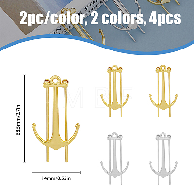 4Pcs 2 Colors Alloy Anchor Bookmark Findings FIND-HY0002-38-1