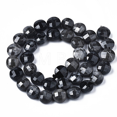 Natural Black Silk Stone/Netstone Beads Strands G-S359-367-1