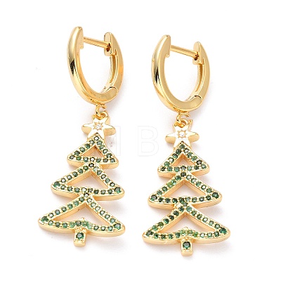 Brass Micro Pave Cubic Zirconia Huggie Hoop Earrings for Christmas ZIRC-I053-01G-1