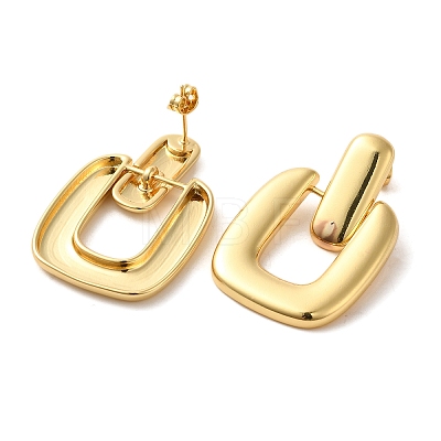 Real 18K Gold Plated Brass Dangle Stud Earrings EJEW-G382-21B-G-1