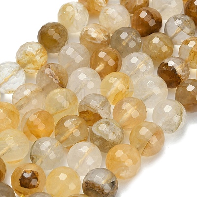 Grade A Natural Yellow Hematoid Quartz Beads Strands G-L642-F04-12mm-1