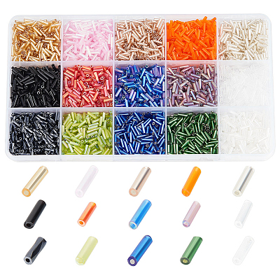 168.75G 15 Style Glass Bugle Beads SEED-HY0001-05E-1