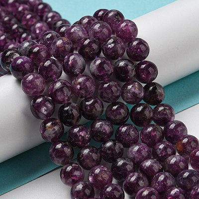 Natural Lepidolite/Purple Mica Stone Beads Strands G-L590-A01-01-1