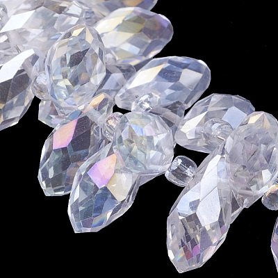 Electroplate Glass Faceted Teardrop Beads Strands EGLA-D014-01-1