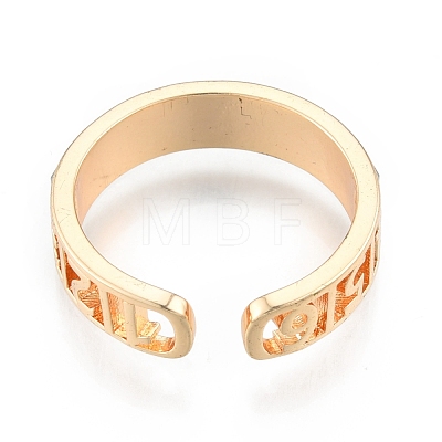 Brass Number Hollow Open Cuff Ring RJEW-N039-10LG-1