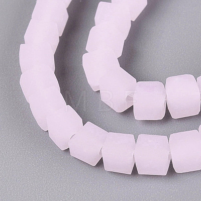 Frosted Imitation Jade Glass Beads Strands GLAA-N072-01A-C02-1