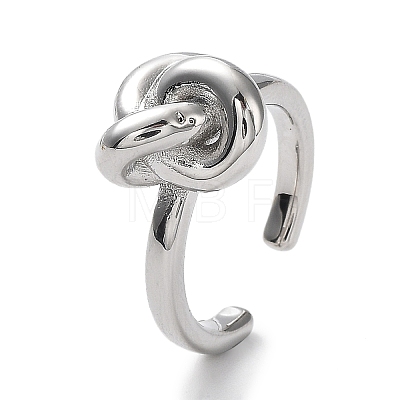 Rack Plating Brass Knot Open Cuff Rings for Women RJEW-Q777-06P-1