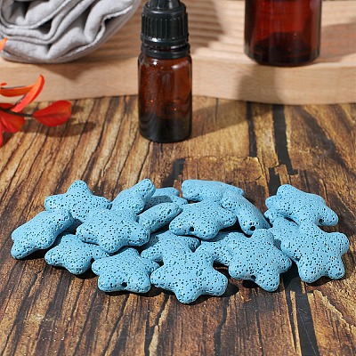 24Pcs Star Synthetic Lava Rock Beads G-PA0002-25A-1