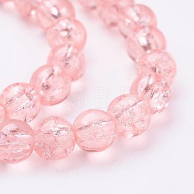 1Strand Salmon Transparent Crackle Glass Round Beads Strands X-CCG-Q001-6mm-03-1