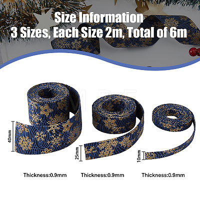 6M 3 Styles Christmas Double Face Printed Polyester Ribbons OCOR-FH0001-26B-1