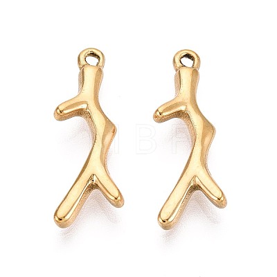 304 Stainless Steel Branch Pendants STAS-T067-49G-1