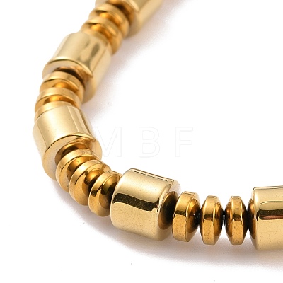 Synthetic Hematite & Brass Column Beaded Necklace Bracelet with Magnetic Clasps SJEW-G079-01B-1