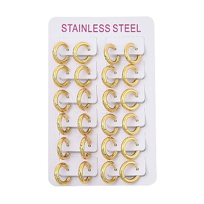 PVD Vacuum Plating 304 Stainless Steel Huggie Hoop Earrings for Women EJEW-F280-07K-G-1