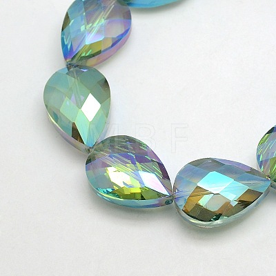 Electroplate Crystal Glass Teardrop Beads Strands X-EGLA-F067B-03-1