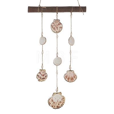 Electroplate Sea Shell Hanging Ornaments HJEW-JM04538-1