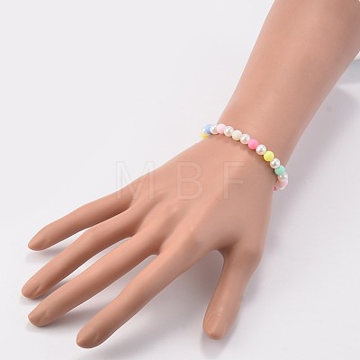 Imitation Pearl Acrylic Beaded Stretch Kids Bracelets BJEW-JB02069-01-1